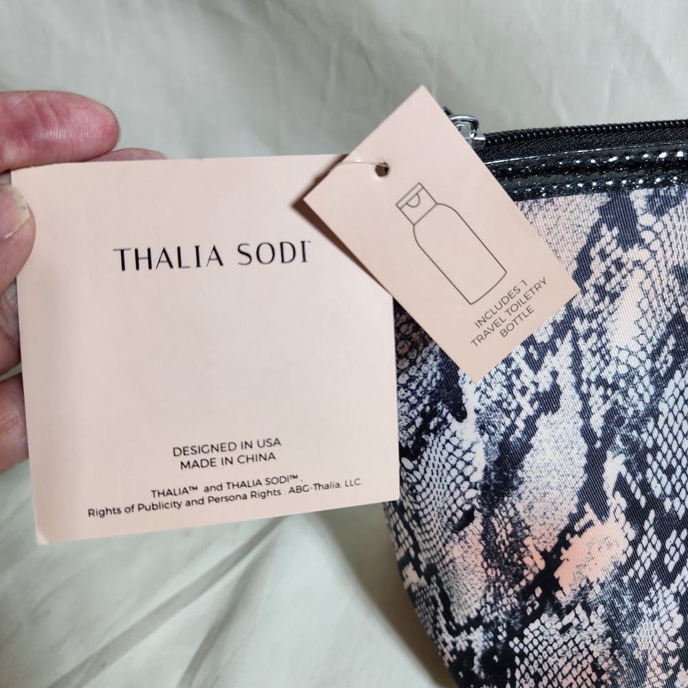 Thalia Sodi Snake Print Cosmetic Bag - Black and Pink New With Tags - Picture 4 of 7